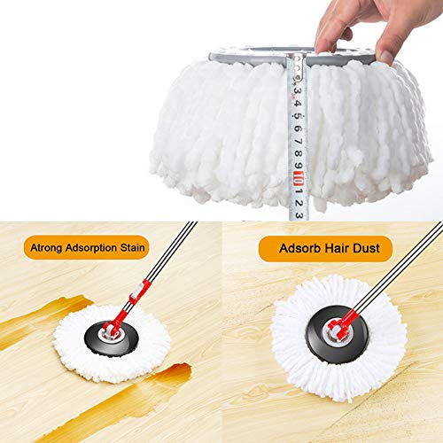 Replacement Microfiber Mops Head, Compatible for Hurricane Spin Magic Mop Head, fits 6.36‘’ Standard Replacement Round Spin Mop Heads,Inner Hole 2.5''