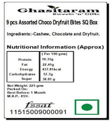 Ghasitaram Gifts Rakhi Gifts for Brothers Rakhi Sweets - 9 pcs Assorted Choco Dryfruit Bites SQ Box with Beads Rakhi
