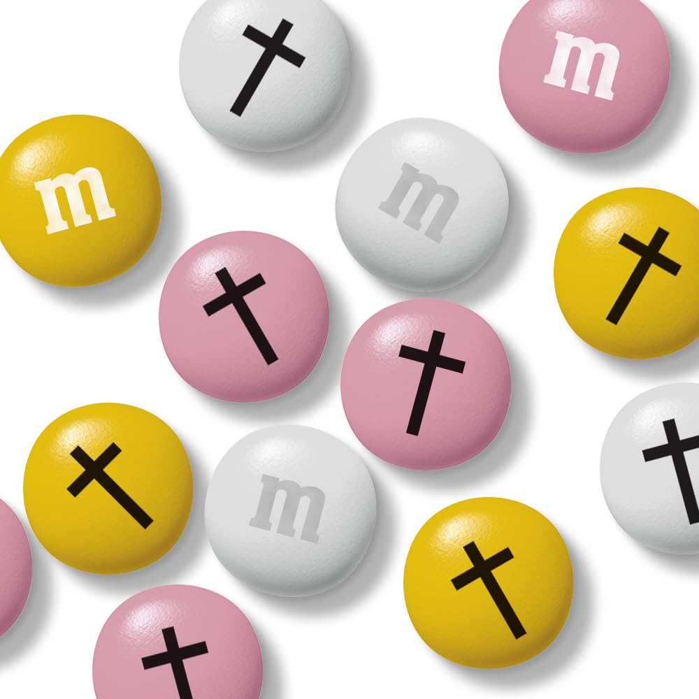 M&M’S Milk Chocolate Baptism for Girl Candy, 2 lb Bag of Bulk Candy with Printed Cross Clip Art, Perfect for Christening Gifts, Cupcakes, Party