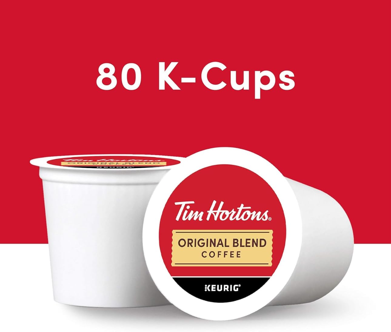 Tim Hortons Original Blend Medium Roast Coffee - 80 Single Serve K-Cup Pods for Keurig Brewers {Imported from Canada}