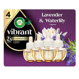 Air Wick Vibrant Plug In Scented Oil Refill, Infused with Essential Oils, Plug In Air Fresheners for Home, Lavender & Waterlily, 4 ct