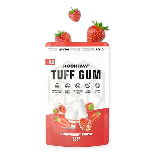 ROCKJAW® Tuff Gum | Ultra-Hard Jawline Chewing Gum for a Sharper Jawline | Vitamin B3, B5, B6 & B12 | 1350mg Xylitol | Sugar-Free | Aspartame-Free |