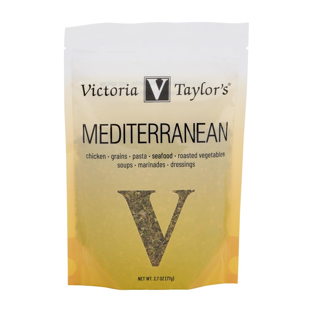 Victoria Taylor's Mediterranean Seasoning Blend, Garlic, Herbs and Spices, Versatile for Chicken, Seafood, Pasta and Roasted Vegetables, 2.7 oz