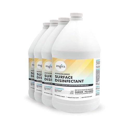 Zogics Hypochlorous Acid Ready-to-Use Disinfectant - EPA-Registered List N - Perfect for ULV & Electrostatic Sprayers and Foggers (Case of 4 Gallons)