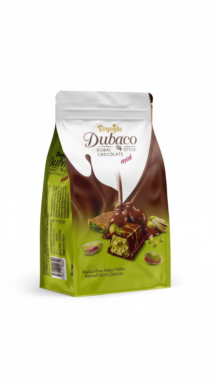 Beyoglu Dubaco Dubai Chocolate Bar - Turkish Pistachio Chocolate with Tahini & Crispy Kadayif | Middle Eastern Gourmet Imported from Turkey (Dubai