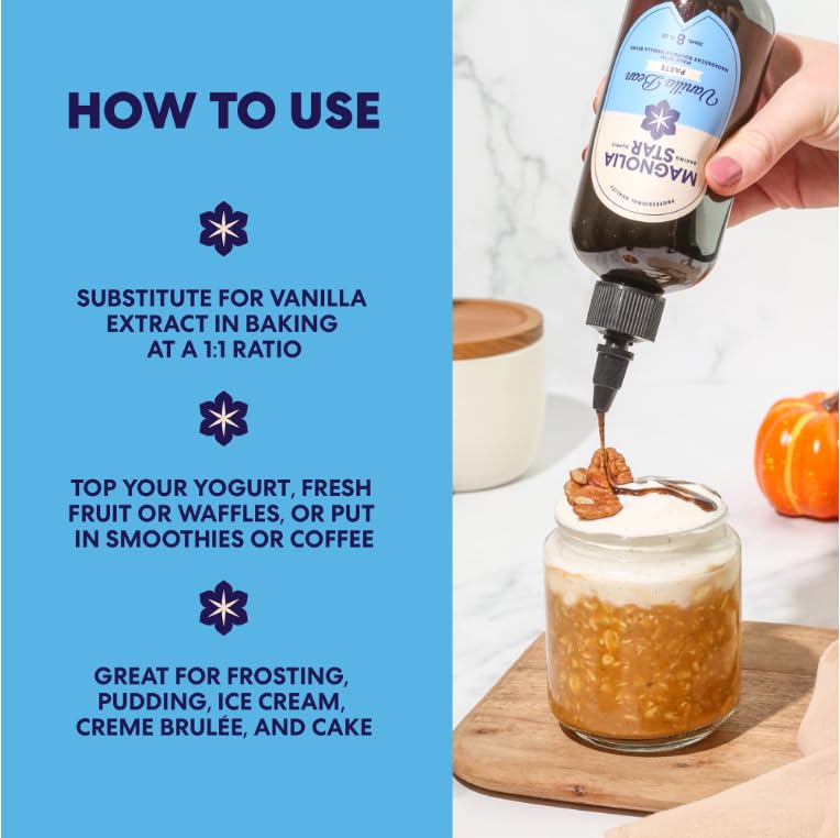 Magnolia Star Vanilla Bean Paste, 16 oz (2 Ct), Madagascar Bourbon Vanilla Beans, Vanilla Paste for Baking, Squeeze Bottle, Non-GMO, Vegan