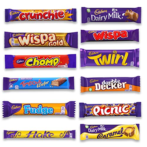 Chocolate Bar Variety Pack - 12 Assorted Chocolate Bars Including Dairy Milk, Crunchie, Wispa, Twirl, and More - Imported British Chocolate - Bundled