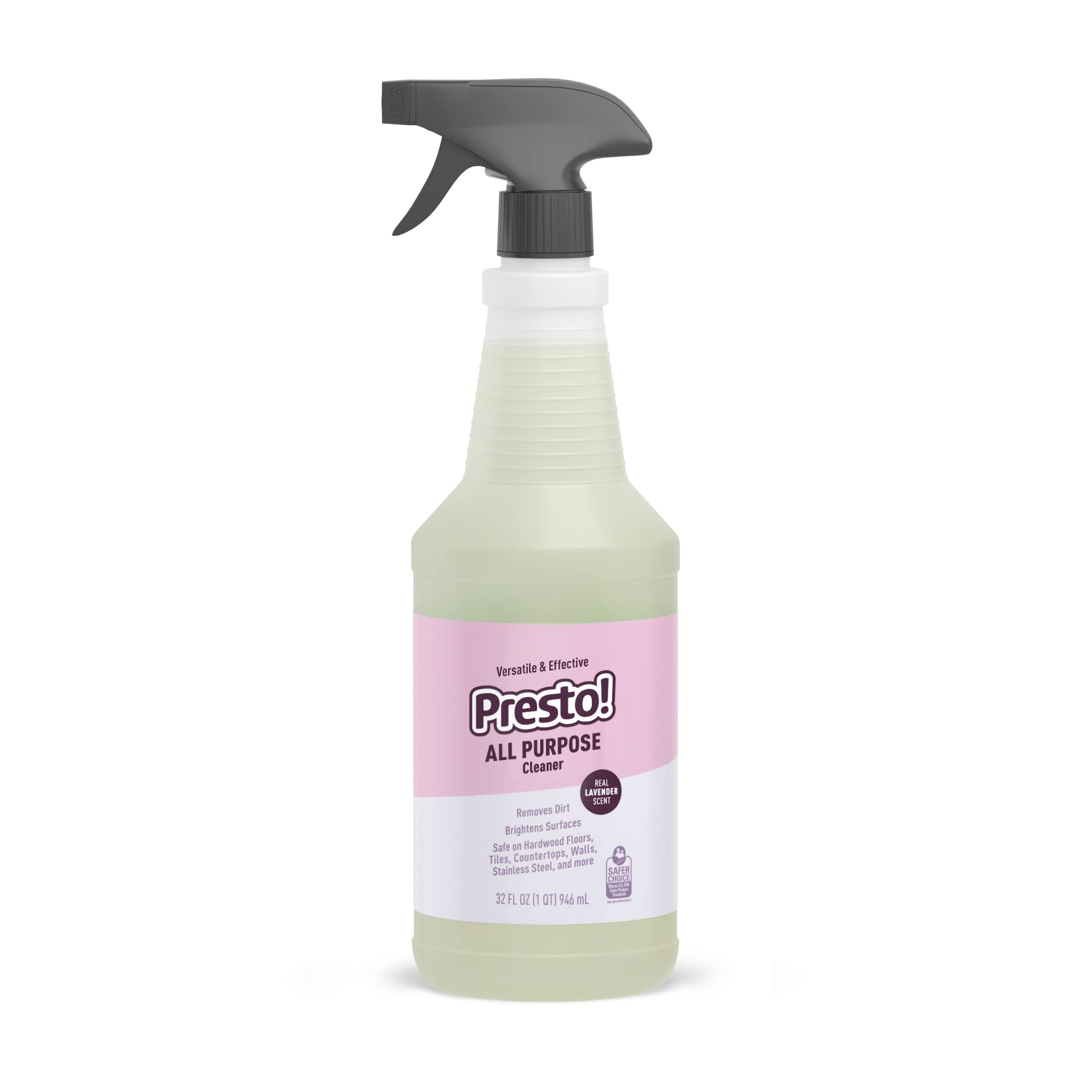 Amazon Brand - Presto! All Purpose Cleaner, Lavender Essential Oil Scent, Streak-Free Formula, 32 fl oz, 2-Pack
