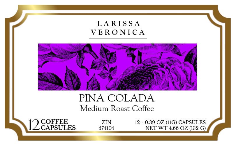 Pina Colada Medium Roast Coffee (Single Serve K-Cup Pods) (Gourmet, Naturally Flavored, Whole Coffee Beans) (12 pods, ZIN: 574104)