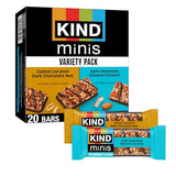 KIND Mini Snack Bars Variety Pack, Gluten Free, Low Sugar, Low Calorie Snacks, Salted Caramel Dark Chocolate Nut, Dark Chocolate Almond Coconut, 20