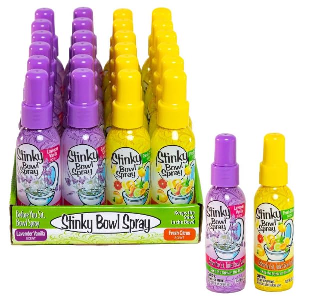 Set of 2 Stinky Bowl Spray 1.85oz - Before You Go Toilet Bathroom Deodorizer - Features Fresh Citrus Scent and Lavender Scent!