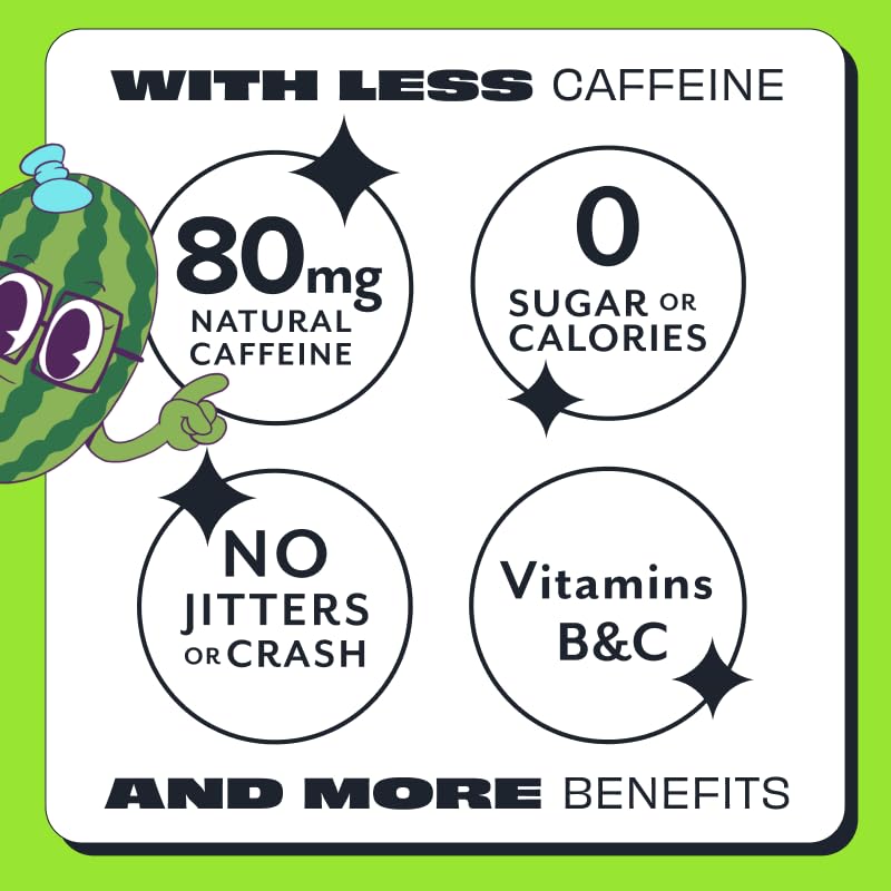 ASPIRE® Strawberry Watermelon, Healthy Energy Drink 80mg Natural Caffeine, Zero Sugar No Carbs Keto Friendly, 24 Pack Green Tea Sugar Free Drink Low