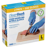 Medline Clear-Touch Food Handling Nitrile Gloves, Powder Free, Not Made From Natural Rubber Latex - Ideal for Kitchen Use and Food Preparation - Large