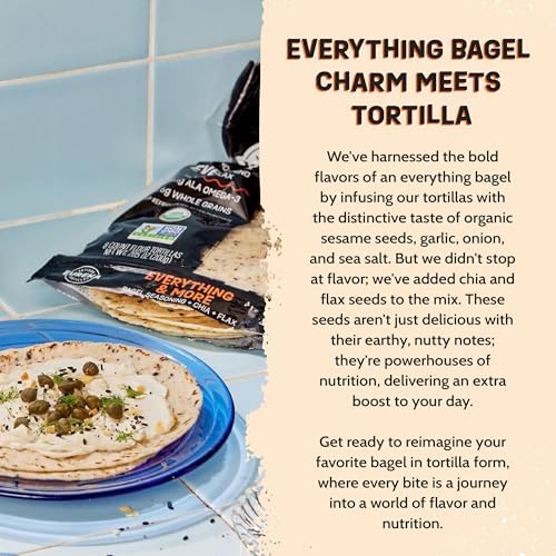 Eureka Tortilla Organic Everything & More Flour Tortillas | Organic Artisanal Tortillas | 6” Mini Wrap Whole Grains | Vegan, Non-GMO, Low Calorie | (9