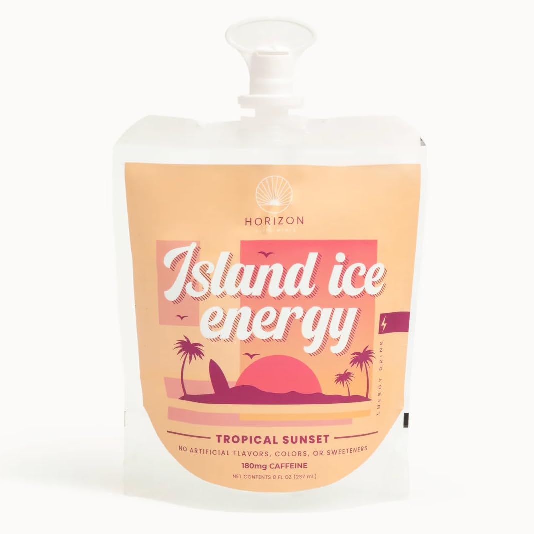 Island Ice Energy, Frozen Slushy Energy Drink (12-Pack), 180mg Caffeine, 8 fl. oz. (Tropical Sunset)