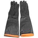 RAVEN Black Natural Rubber Gloves | 18" (45.7 cm) | Crinkle Finish & Liquid-Proof Rolled Cuff | Ideal for Industrial & Home Use | Size: Extra Large