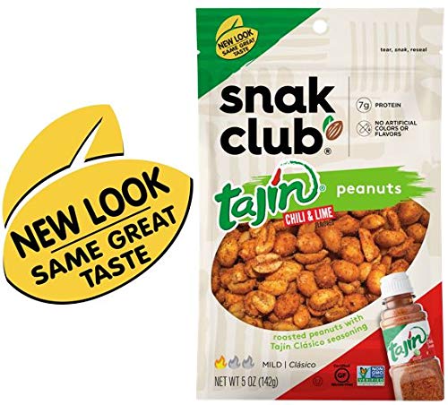 Snak Club Tajin Clasico Chili & Lime Peanuts, 5 Ounce (Pack of 6)