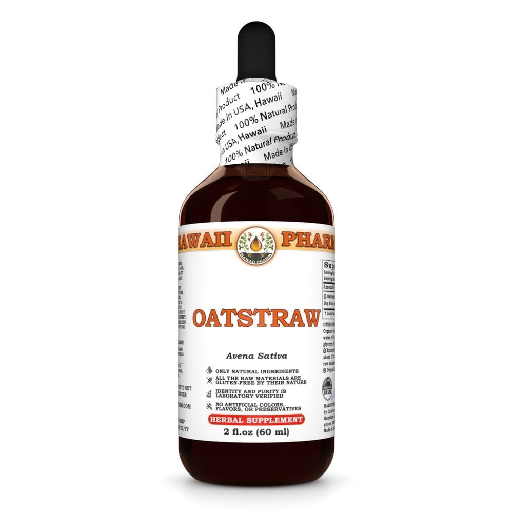 Hawaii Pharm Oat Straw Alcohol-Free Liquid Extract, Professional Grade, Small Batch Crafted Oats Straw (Avena Sativa) Dried Tops Glycerite Natural