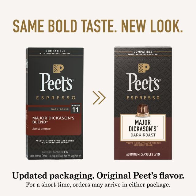 Peet's Coffee, Dark and Medium Roast Signature Blend Espresso Capsules, Compatible with Nespresso Original Machines, 100% Arabica Coffee - Variety