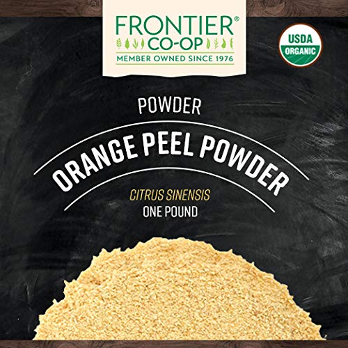 Frontier Co-op Organic Orange Peel Powder - 1lb Bulk Bag, Pure Orange Powder - Potent Citrus Flavor, Perfect for Cooking, Baking & Skincare, Kosher
