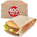 Kraft Brown Sandwich Bags (400 Pack) - Microwavable Unbleached Natural Kraft Paper Bags - Food Grade Grease Resistant Bags for Pastries, Cookies