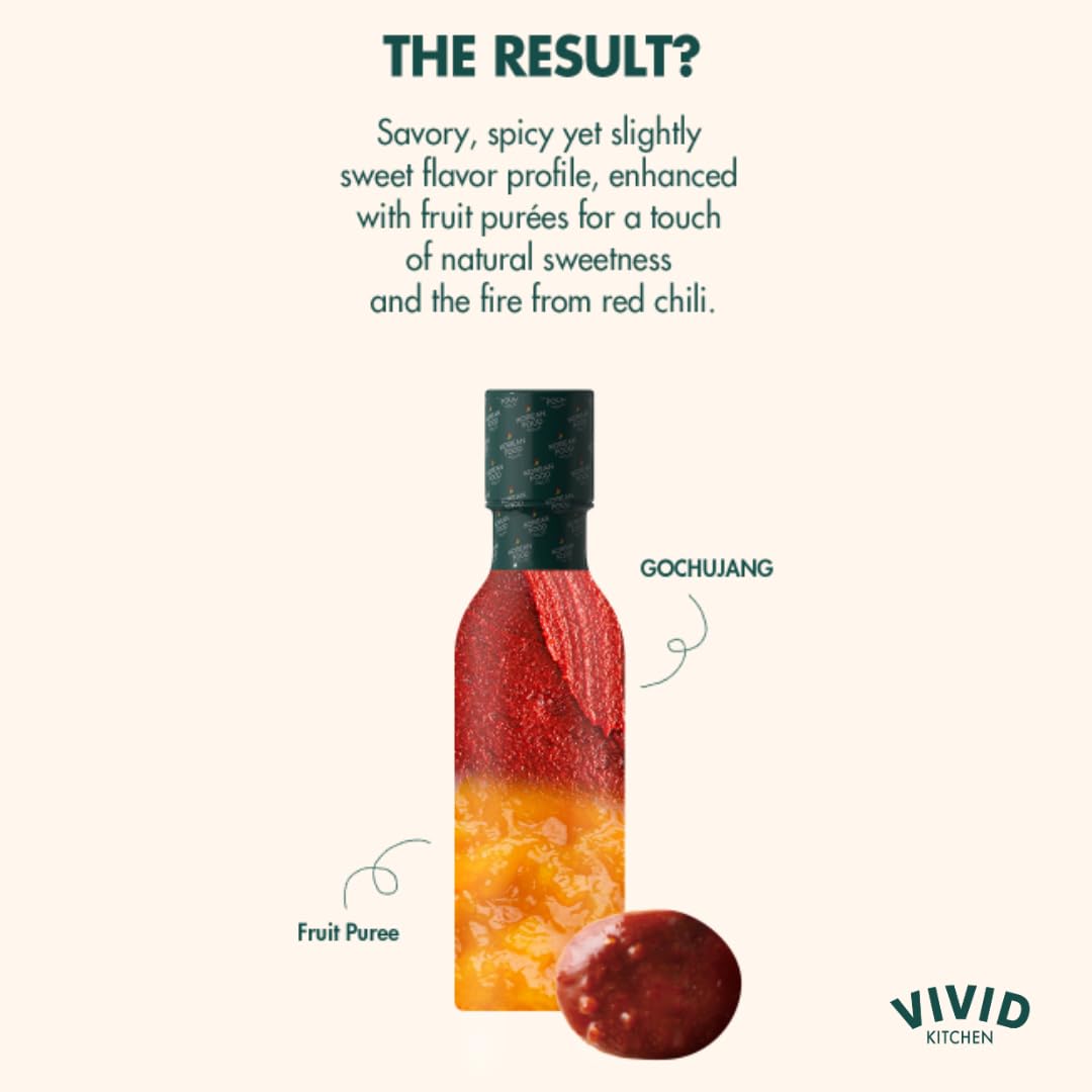 VIVID KITCHEN Gochujang Sauce - Korean Fermented Chili Paste Fusion - 8.6 oz Bottle - Authentic, Bold & Spicy Flavor - No MSG or Preservatives - Ideal