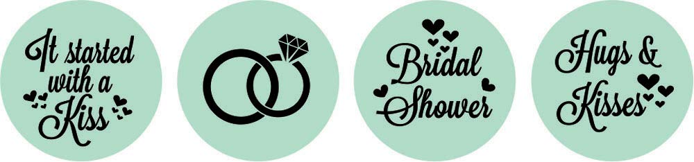 Darling Souvenir 190 Pcs Mint Pre-Wedding Celebration Candy Drop Stickers - Self-Adhesive Mini Chocolate Wrappers for Bridal Shower, Bride Tribe