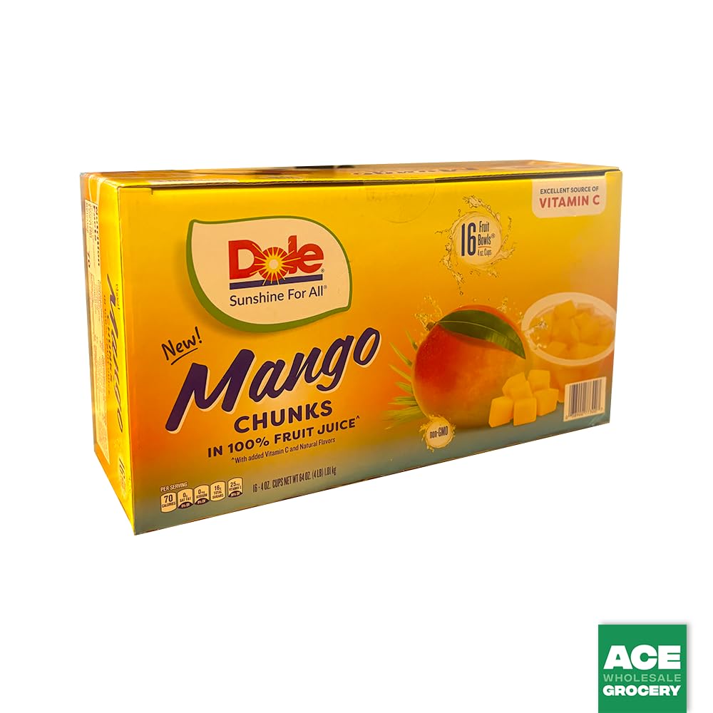 Dole Mango Chunks Fruit Cups in 100% Juice, 4 Ounce Cups (16-Count)