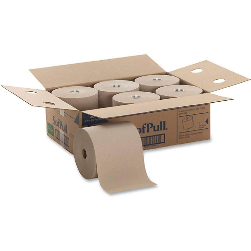 Georgia Pacific 26480 Hardwound Roll Paper Towel, Nonperforated, 7.87 x 1000ft, Brown, 6 Rolls/CT