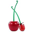 DRAMLOR Cherry Toilet Brush and Holder, Funky Cherry Bathroom Brush with Solid Handle & Sturdy Durable Bristles, Creative Cute Toilet Brush