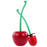 DRAMLOR Cherry Toilet Brush and Holder, Funky Cherry Bathroom Brush with Solid Handle & Sturdy Durable Bristles, Creative Cute Toilet Brush