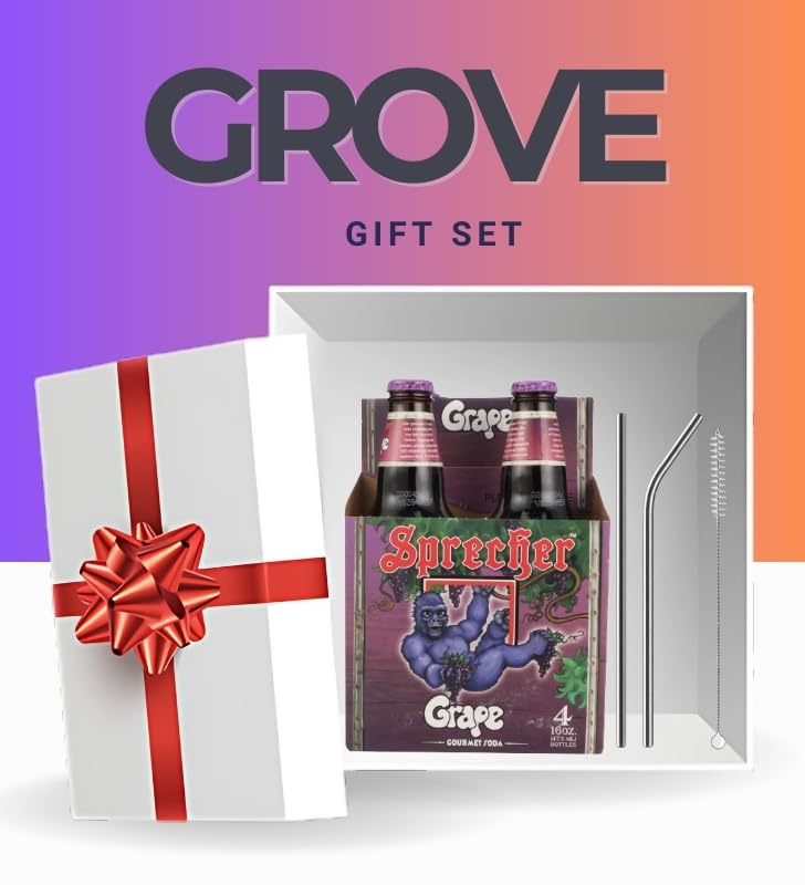 Grape Soda 64floz Bundle with Straws - Refreshing Fruity Beverage for Parties, Picnics, and Everyday Enjoyment - Gift Set (2 Items)