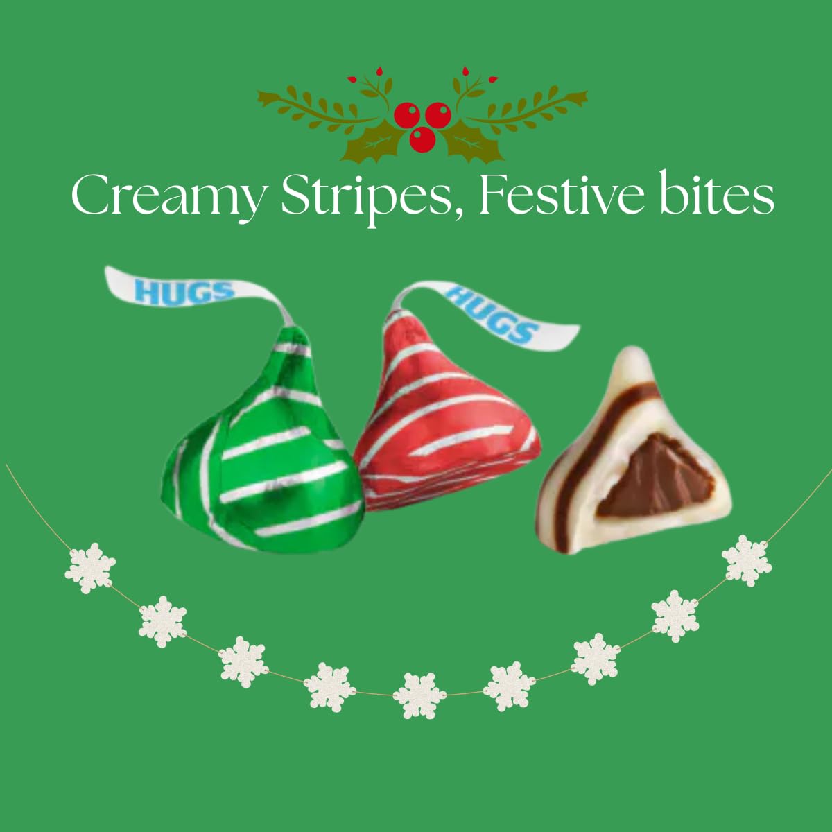 Candykrave Hershey'ss Hugs Cristmas Kisses Milk Chocolate candy - (1LB 90 pcs) - Bulk chocolate Silver Foil Candy variety pack - Delicious Treats