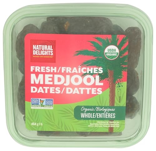 Natural Delights Fresh Medjool Dates (1 lb.) | Great Snacks for Adults and Kids | Non-GMO Verified | Superfood | No Sugar Added | Good Source of Fiber