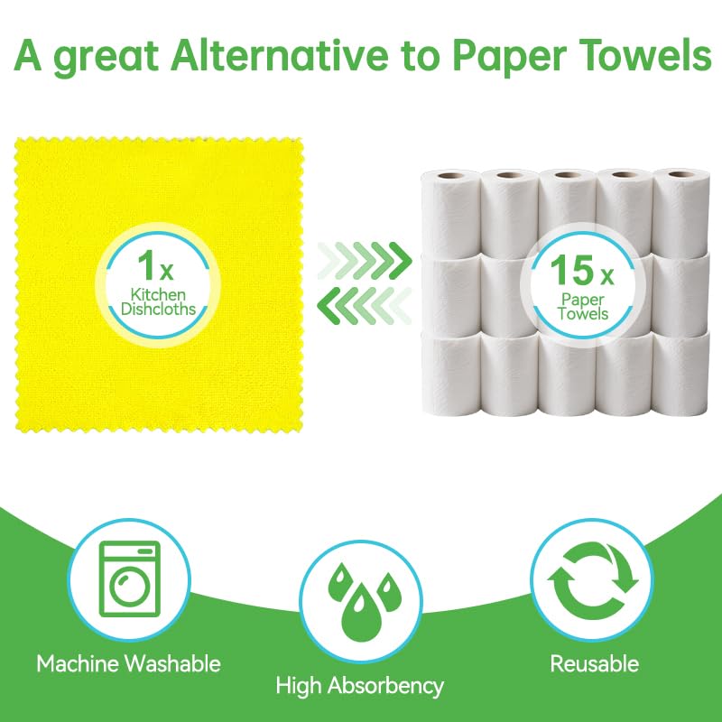 LILAC 30 Pack Microfiber Cleaning sponges,Kitchen Cloth Dish Towels, Premium Dishcloths, Super Absorbent Dishtowels, Washable Fast Drying, 9.85 x 9.85