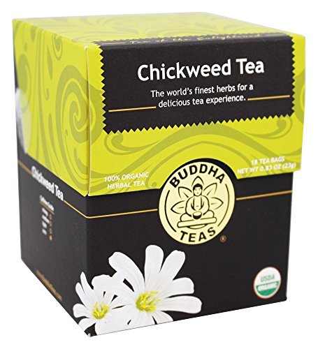 Buddha Teas - Organic Chickweed Tea - Herbal Tea - Single Ingredient - Mild, Earthy, Refreshing Taste - Enjoy Hot or Cold - Caffeine Free - 100%