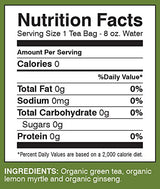 Davidson's Organics, Lemon Ginseng Green, 25-count Tea Bags, Pack of 6