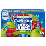 Capri Sun 100% Juice from Concentrate Juice Boxes, 10 Pouches, for School Lunches and On-the-Go Hydration, Apple with Added Ingredients, All Natural