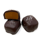 1 lb fancy candy box of gourmet Sea Salt Caramels. Each candy is hand dipped in Dark Chocolate an topped with Sea Salt. A chewy, smooth, and creamy