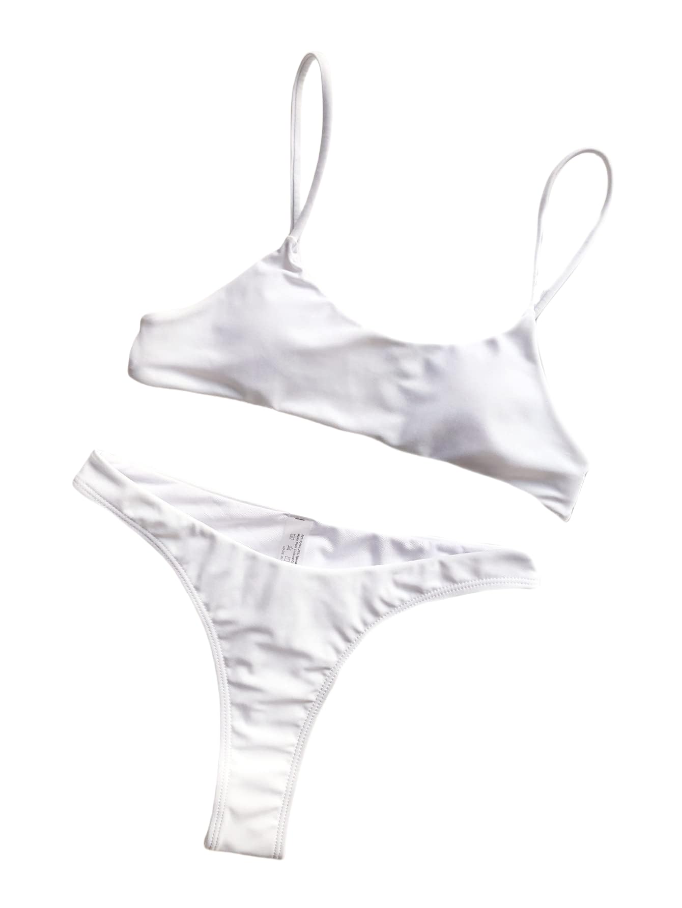Women's Sexy Back Bikini 2021 Swimwear Swimsuit (White, L)