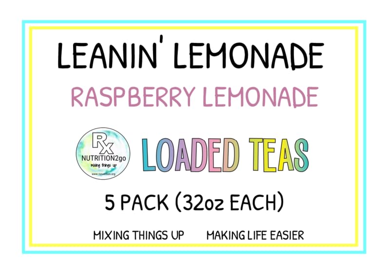 RxNutrition 2go Loaded Energy Tea (5 pack bulk, Leanin' Lemonade)