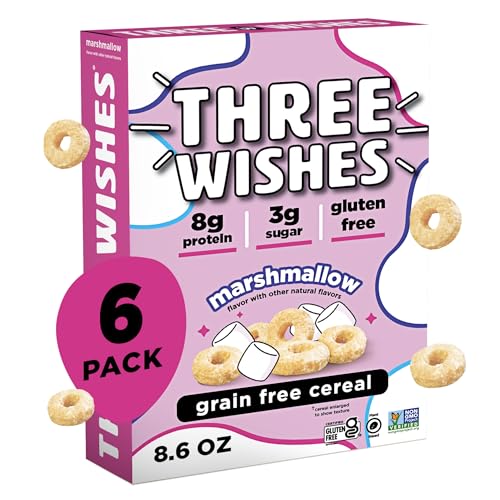 Three Wishes Grain-Free Protein Breakfast Cereal - 8g Protein and 3g Fiber - Healthy, Low-Sugar Breakfast Cereal, Gluten Free, Vegan-Friendly, Non-GMO