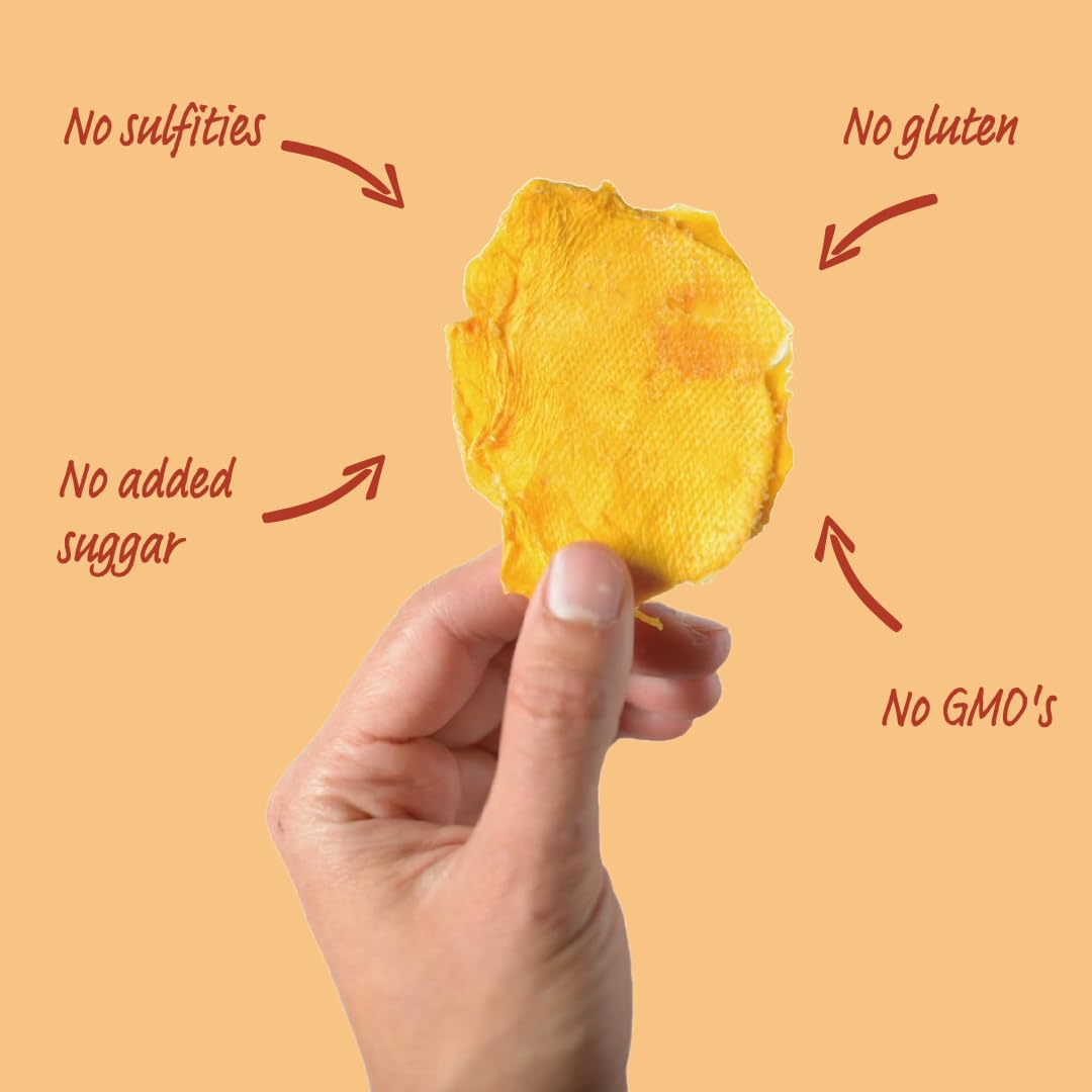 Oso Snacks Dried Mango Slices. Premium Quality, Large Round Halves Only, No Sugar Added, One Ingredient: 100% fruit. Vegan, Non-GMO. Naturally Sweet