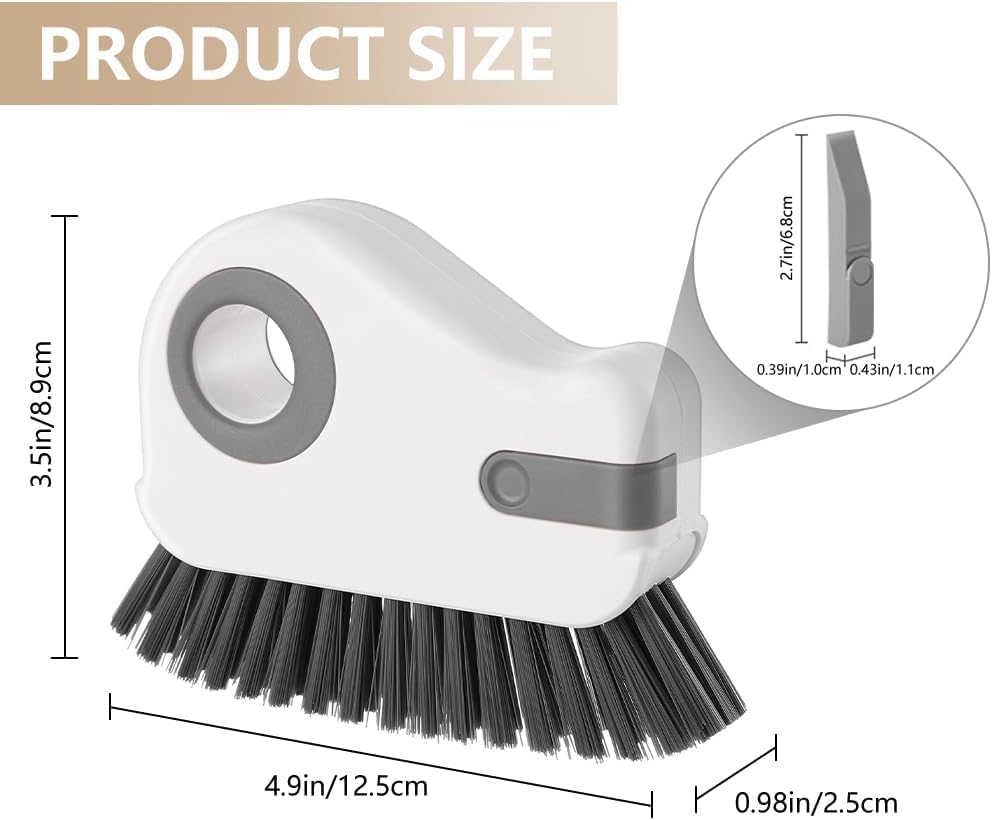 2-in-1 Groove Cleaning Brush with Hidden Scraper, Window Track Cleaner Brush, Crevice Cleaning Tool for Sliding Door Tracks, Window Sills, Narrow