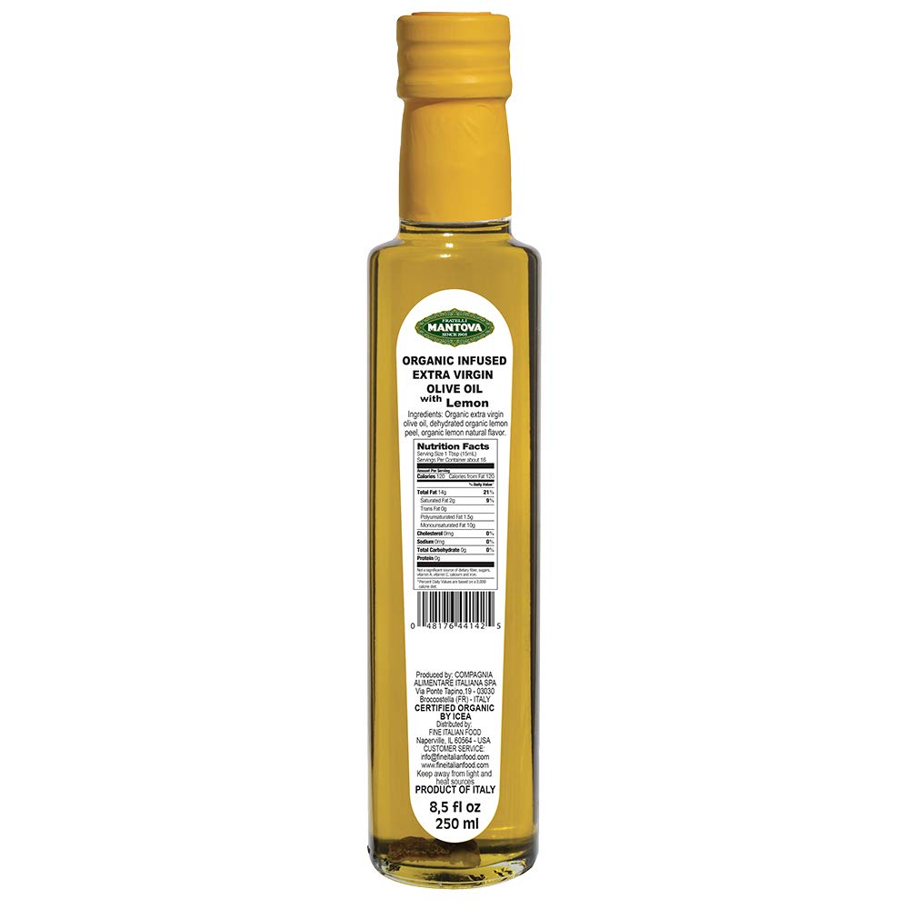 Mantova Organic Flavored Extra Virgin Olive Oil Variety Pack - Garlic, Basil, Chili, and Lemon (8.5 oz Bottles, Pack of 4) - Perfect for Cooking, Dressing, and a Great Gift Item