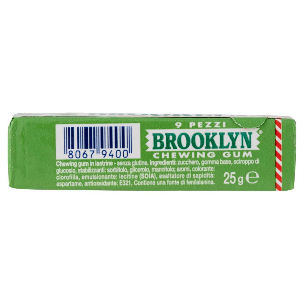 Brooklyn Chloro Chewing-gum, saveur de menthe, paquet de 20 bâtonnets de 9 diapositives d'une seule pièce