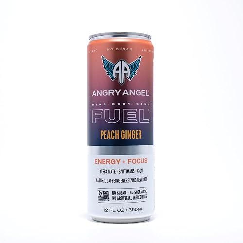 Angry Angel, Peach Ginger Energy Drink, 12 Fl Oz