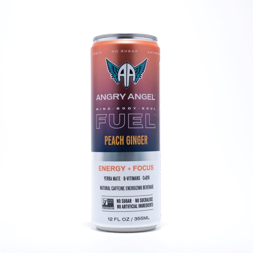 Angry Angel, Peach Ginger Energy Drink, 12 Fl Oz