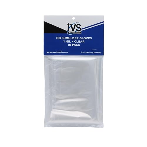 IVS 36" Veterinary OB Gloves - Clear Disposable Shoulder-Length Sleeves with Neck Strap for Calving, Breeding & Livestock Exams | 1 Mil Polyethylene
