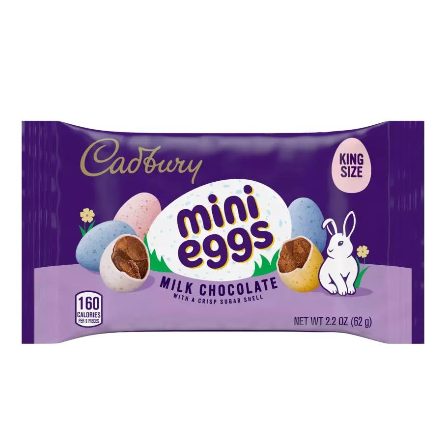 CADBURY MINI EGGS Milk Chocolate with Crisp Sugar Shell Easter Candy, 1.5 Pounds, 10 Bags